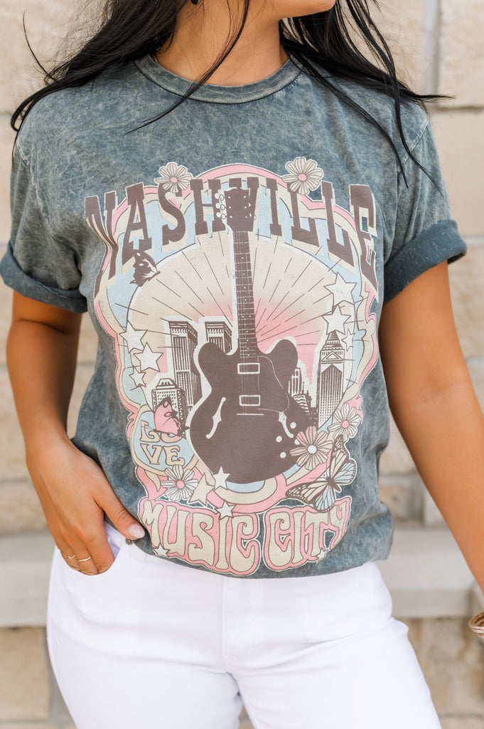 Nashville Music City Graphic Top - BluePeppermint Boutique