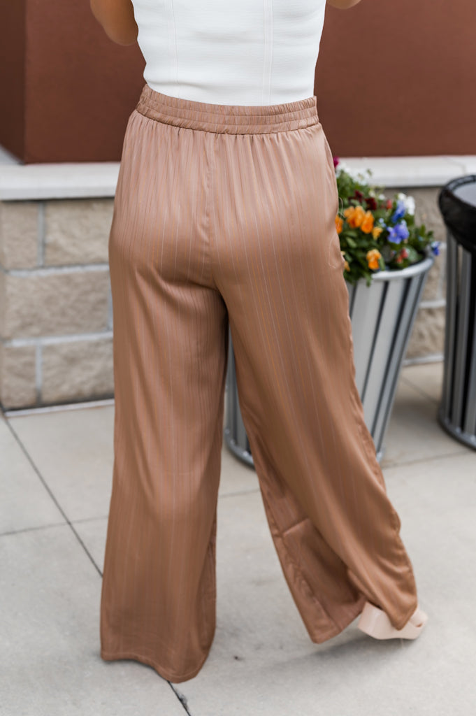 Casey Satin Wide Leg Pants - BluePeppermint Boutique