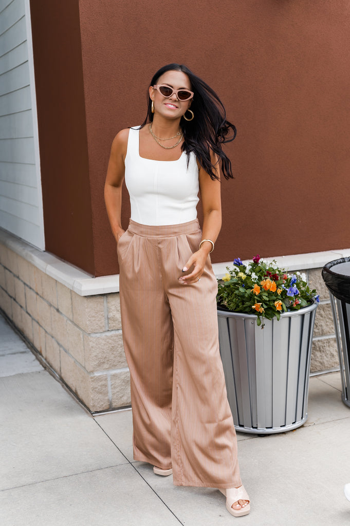Quinn Spandex Crop Top Cream - BluePeppermint Boutique