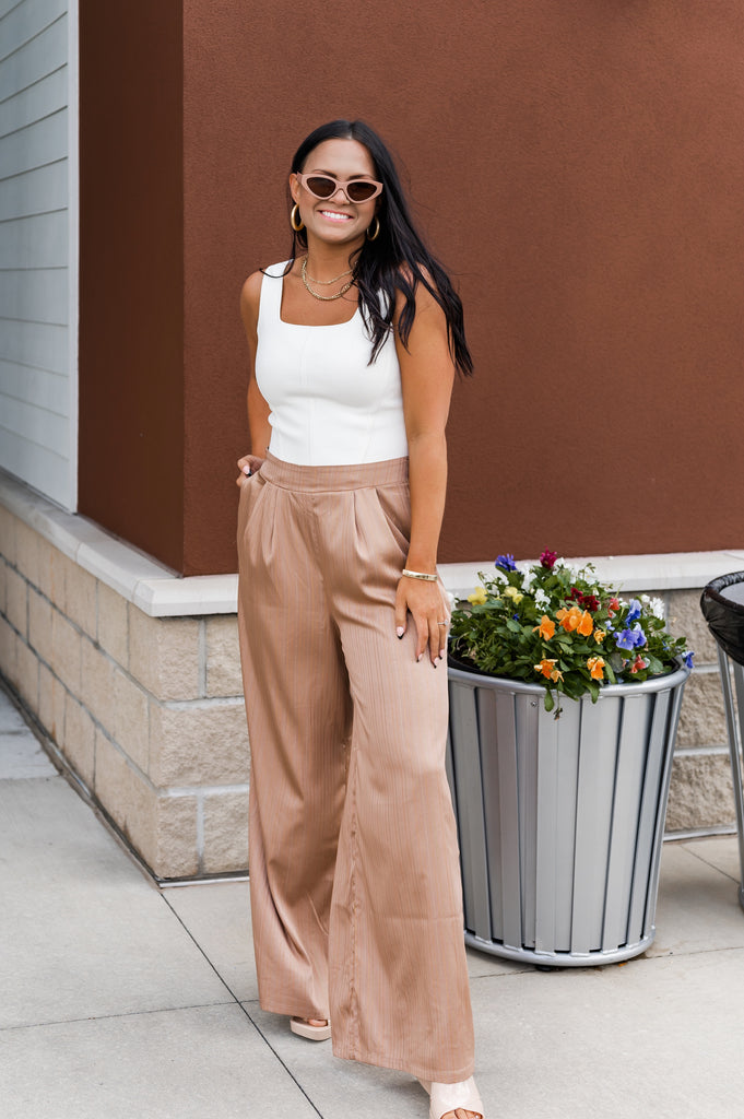 Casey Satin Wide Leg Pants - BluePeppermint Boutique