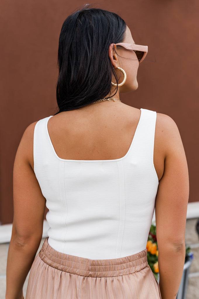 Quinn Spandex Crop Top Cream - BluePeppermint Boutique
