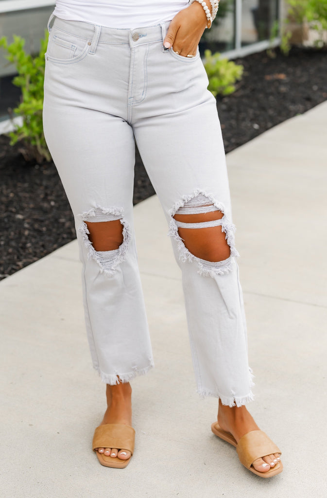 Ice Ice baby High Rise Straight Jeans - BluePeppermint Boutique