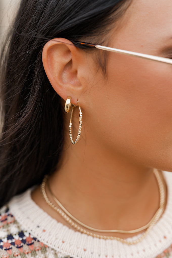 Dainty Gold Hoops with Texture - BluePeppermint Boutique