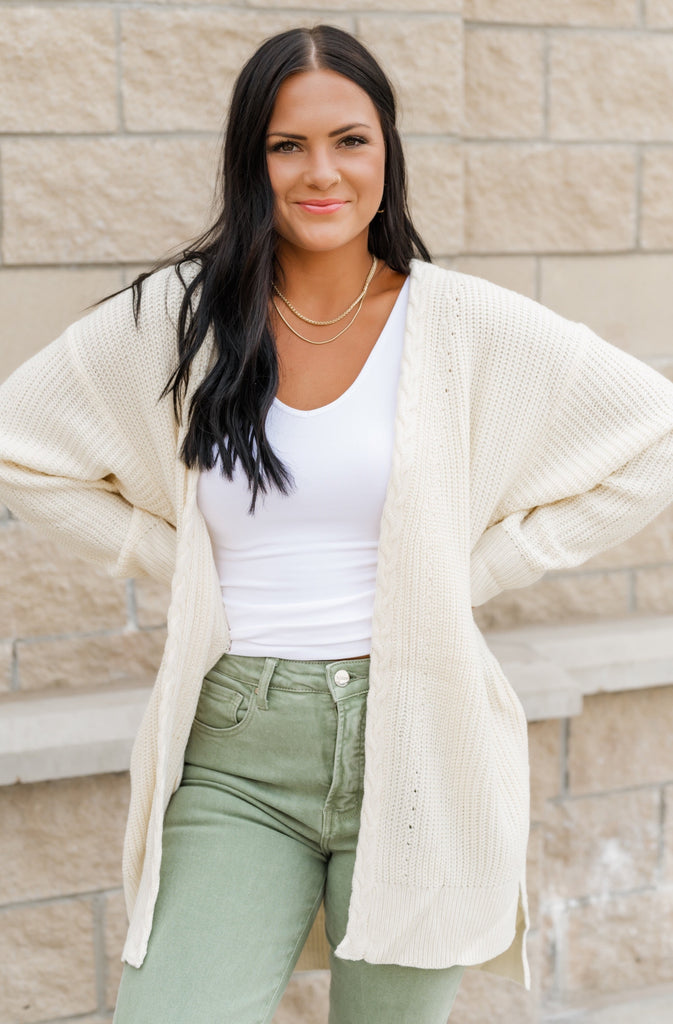 Cardigan Era Cable Knit Cardigan - BluePeppermint Boutique