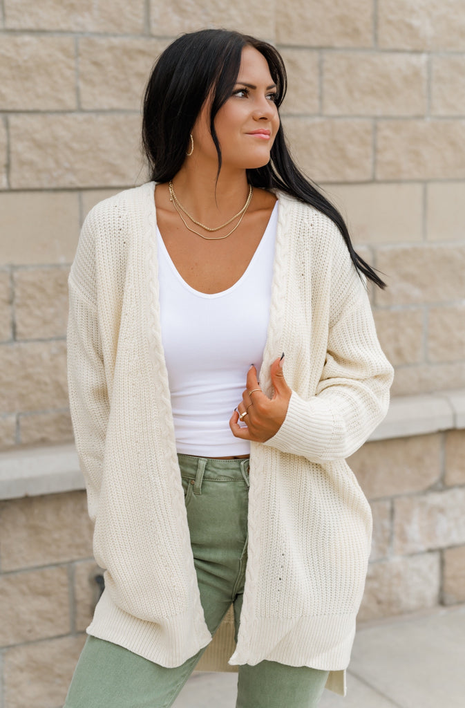 Cardigan Era Cable Knit Cardigan - BluePeppermint Boutique