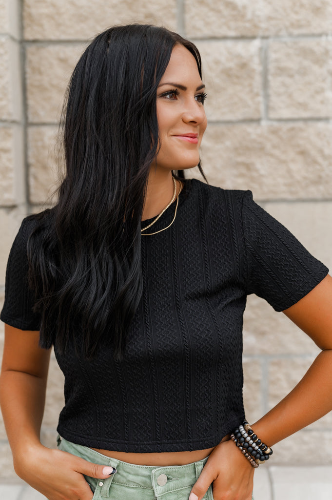 Kat Textured Crop Top - BluePeppermint Boutique