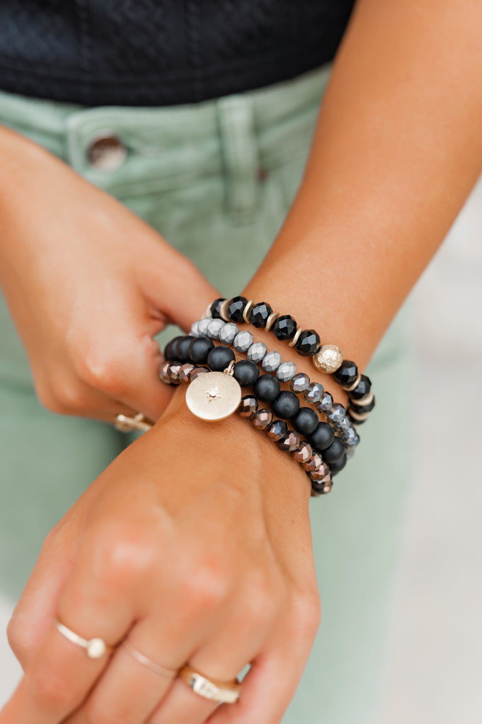 Black and Gold Bracelet Set - BluePeppermint Boutique
