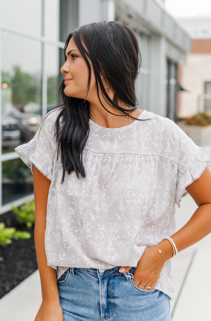 Dainty Dollface Ruffle Sleeve - BluePeppermint Boutique