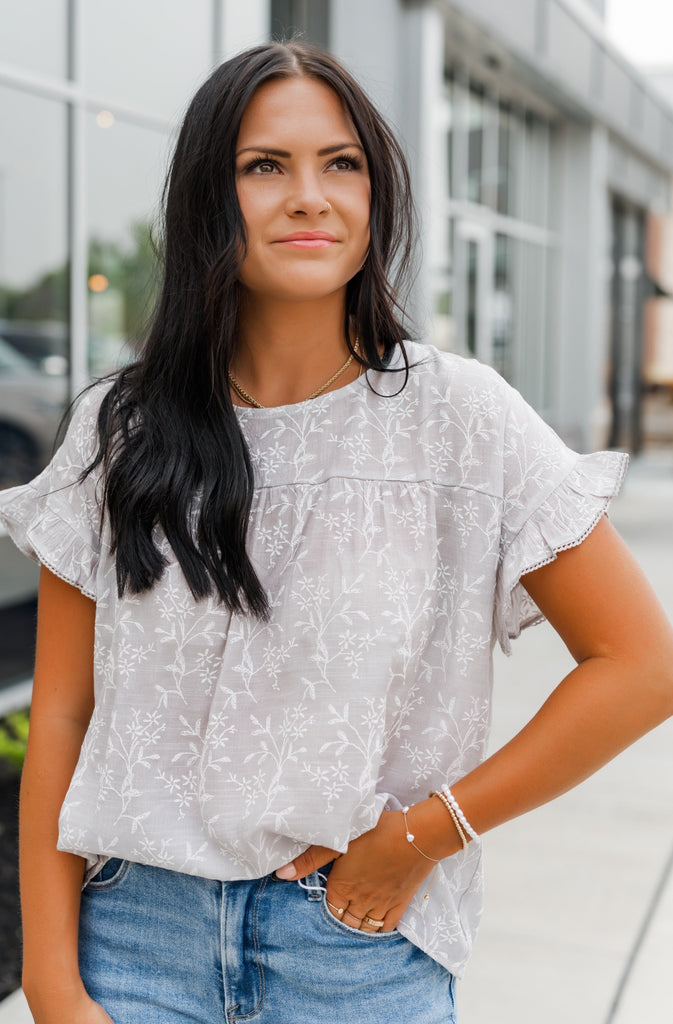 Dainty Dollface Ruffle Sleeve - BluePeppermint Boutique