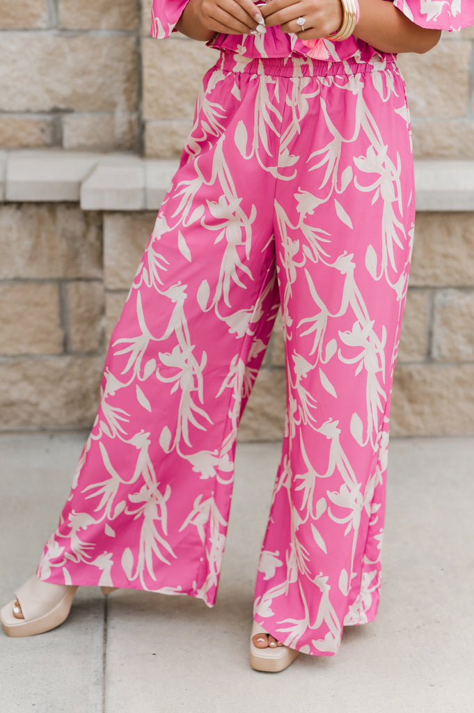 Mary Floral Wide Leg Pants - BluePeppermint Boutique