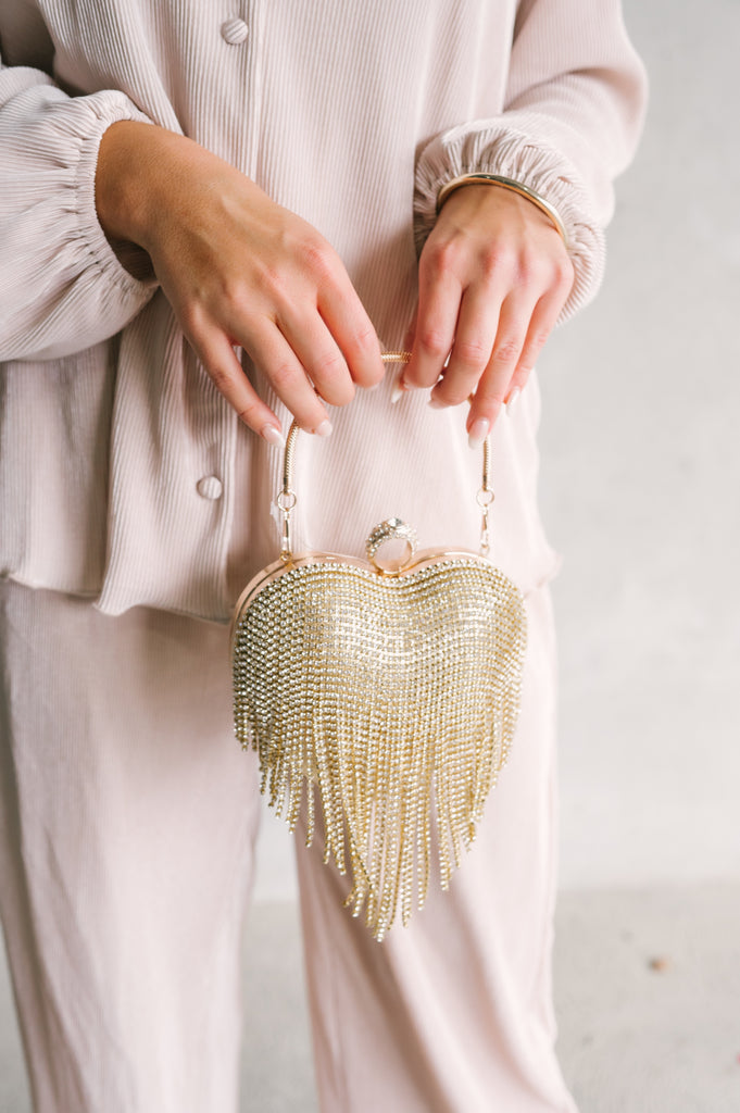 Gold Heart Purse - BluePeppermint Boutique