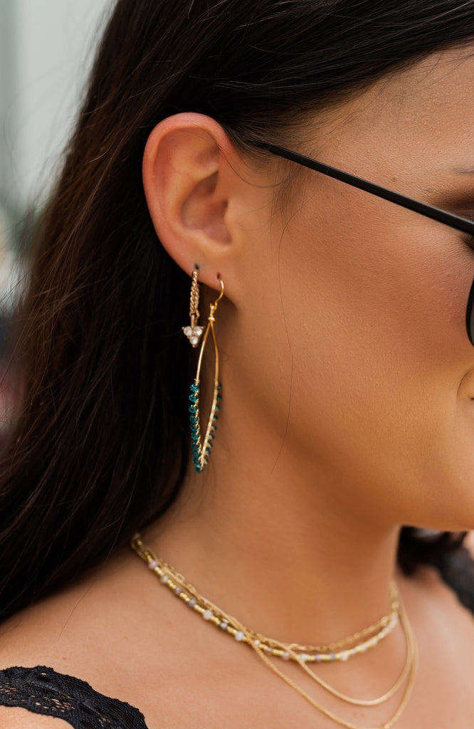 Glass Beaded Oval Drop Earrings - BluePeppermint Boutique