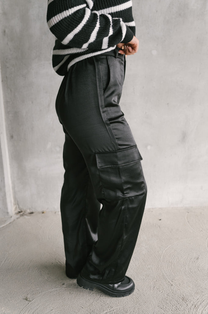 Steph Silky Cargo Pants - BluePeppermint Boutique