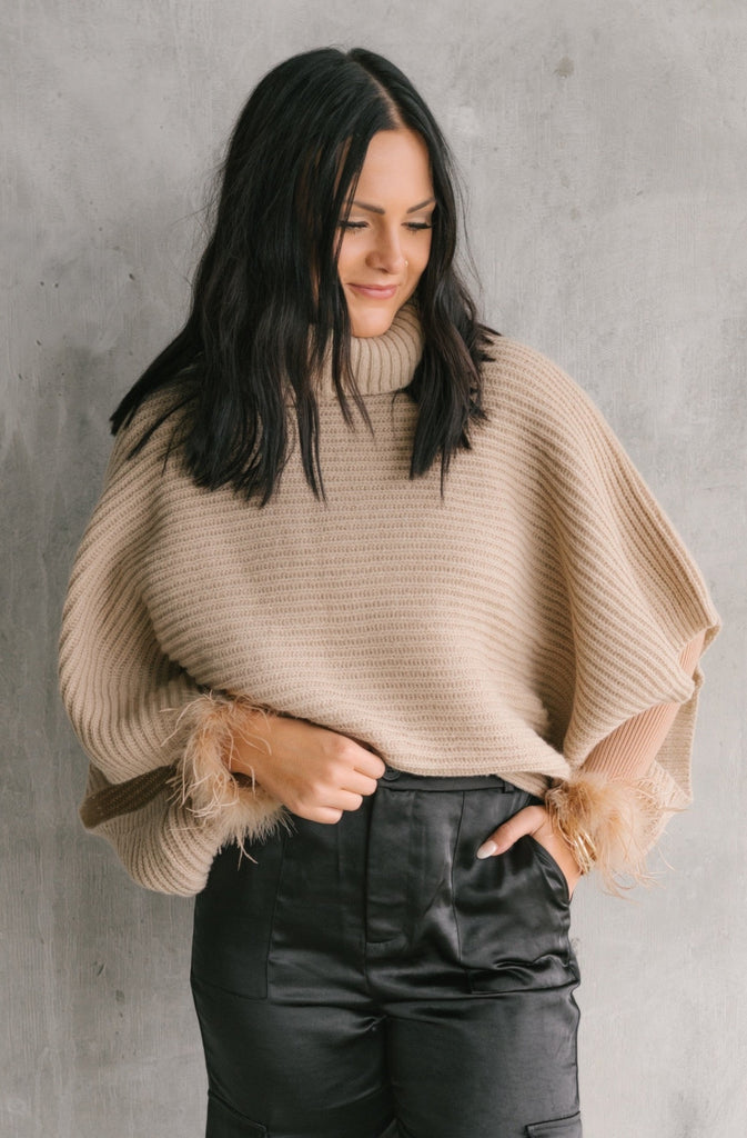 Poncho Paradise-Turtleneck with Armholes - BluePeppermint Boutique