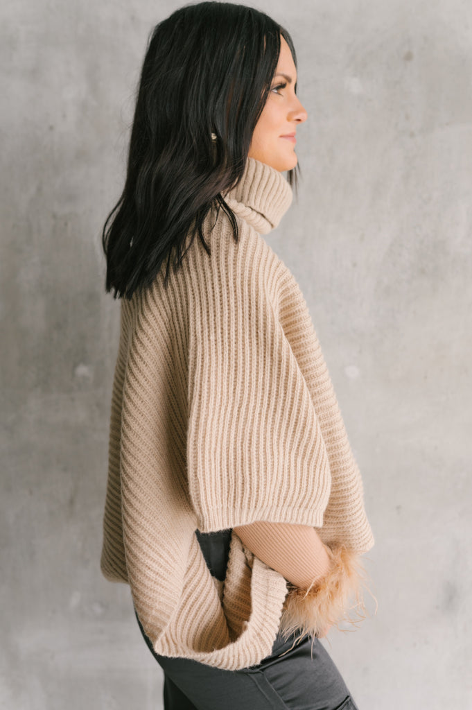 Poncho Paradise-Turtleneck with Armholes - BluePeppermint Boutique