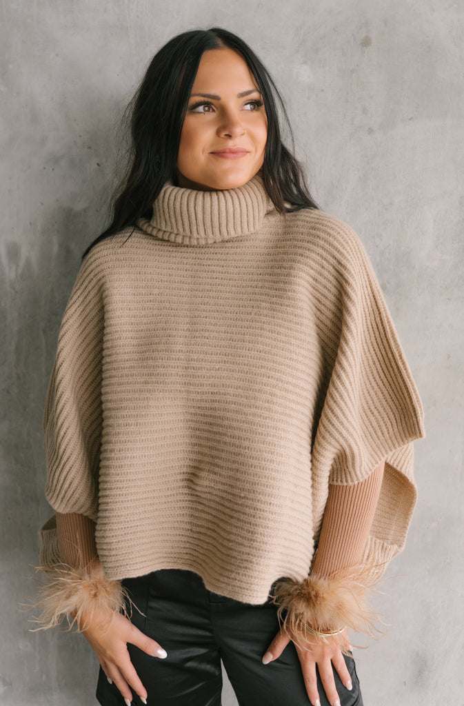 Poncho Paradise-Turtleneck with Armholes - BluePeppermint Boutique