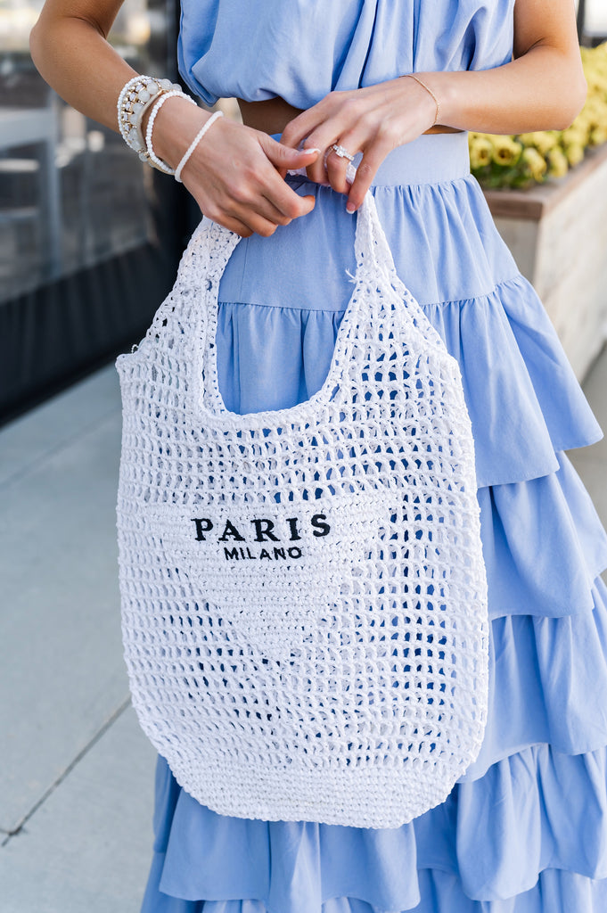 Woven Crochet Summer Tote Bag - BluePeppermint Boutique