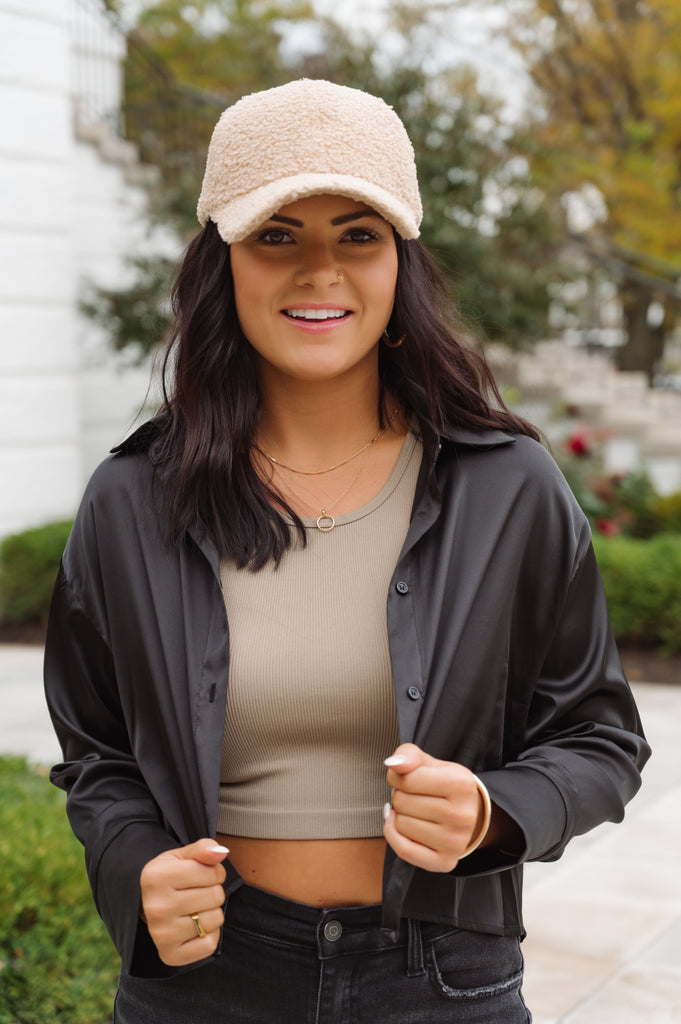 Don't Crop Me out- Crop Button Up Black - BluePeppermint Boutique