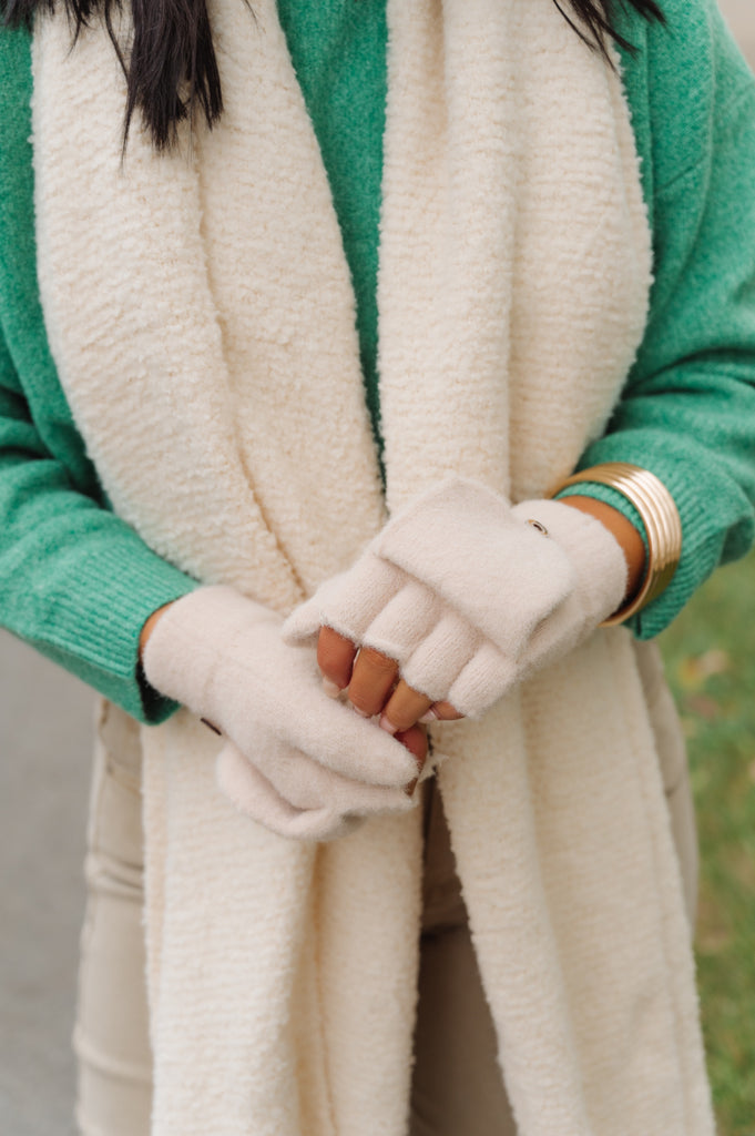 Cozy Knit Fingerless Gloves With MItten Flaps - BluePeppermint Boutique