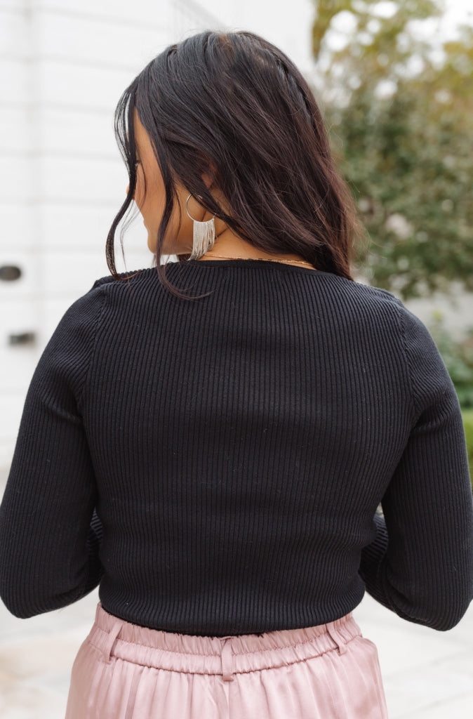 Fantastic Feather Long Sleeve Sweater-Black - BluePeppermint Boutique