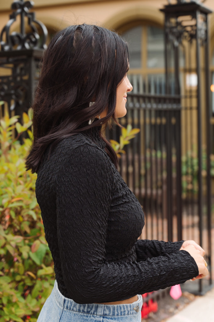 Cassie Textured Long Sleeve Top - BluePeppermint Boutique