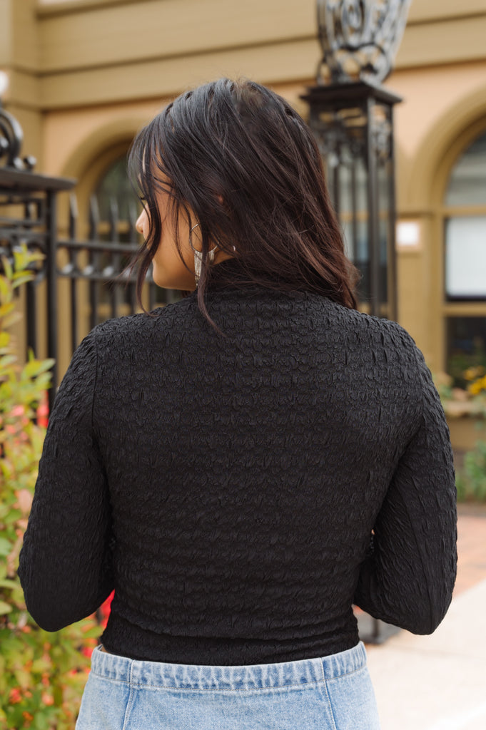 Cassie Textured Long Sleeve Top - BluePeppermint Boutique