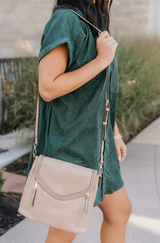 The Cheryl Beige with Gold Details Purse - BluePeppermint Boutique