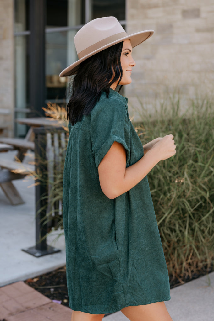 Fall into me Corduroy Cuff Sleeve Dress - BluePeppermint Boutique