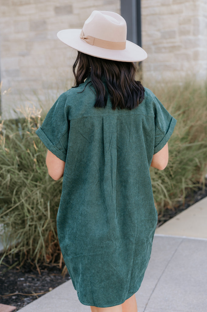 Fall into me Corduroy Cuff Sleeve Dress - BluePeppermint Boutique