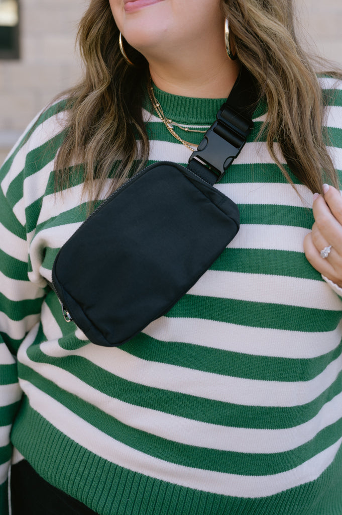Roam Nylon Sling Belt Bag-Black - BluePeppermint Boutique