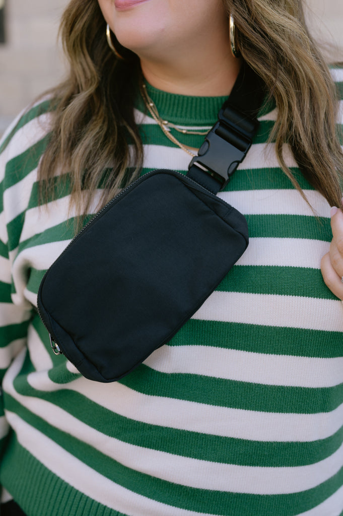 Roam Nylon Sling Belt Bag-Black - BluePeppermint Boutique