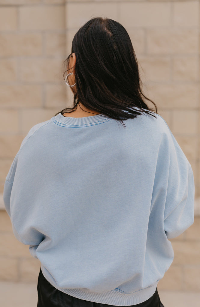 Sea Salt French Terry Crew Neck Top - BluePeppermint Boutique