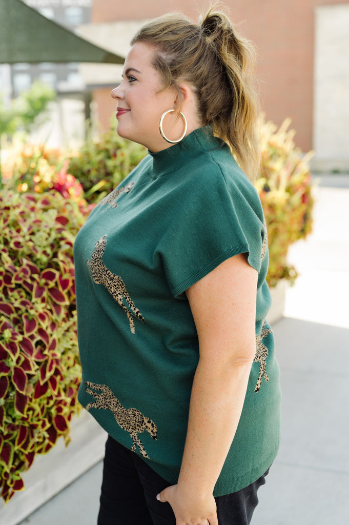 Sleek Cheetah Cap Sleeve Sweater - BluePeppermint Boutique