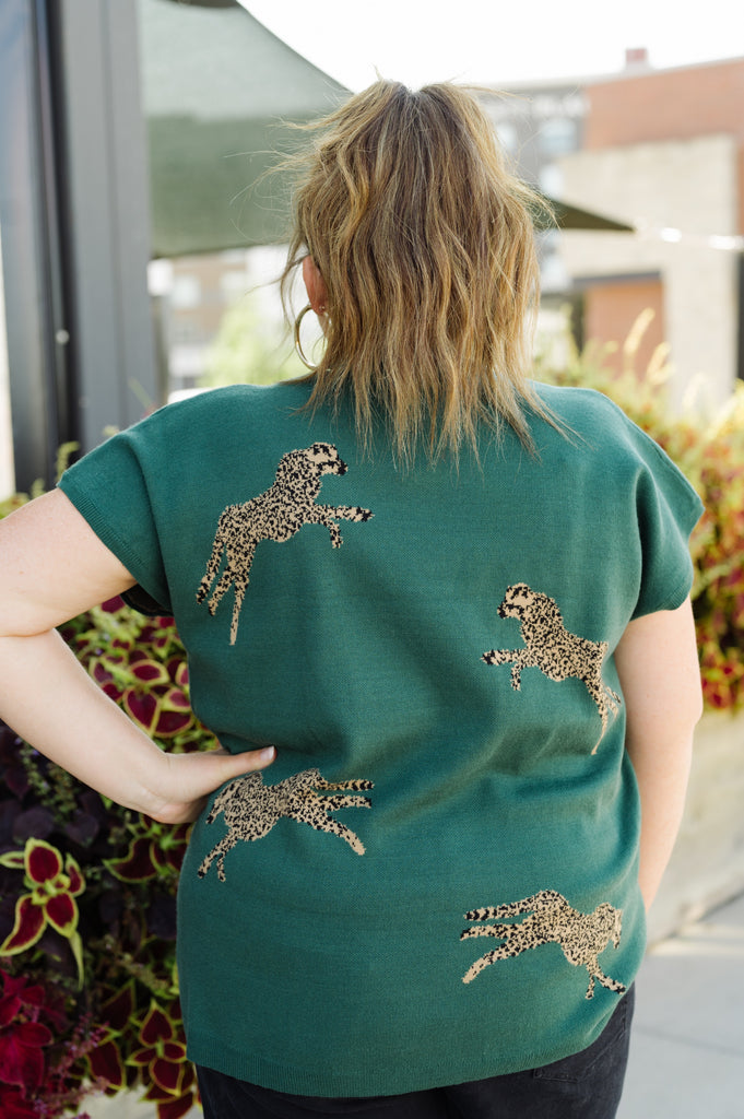 Sleek Cheetah Cap Sleeve Sweater - BluePeppermint Boutique