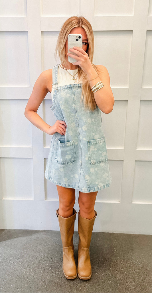 Dandelion Wish Washed Denim Overall Dress - Light Denim | BluePeppermint Boutique Dandelion Wish Washed Denim Overall Dress - Light Denim | BluePeppermint Boutique