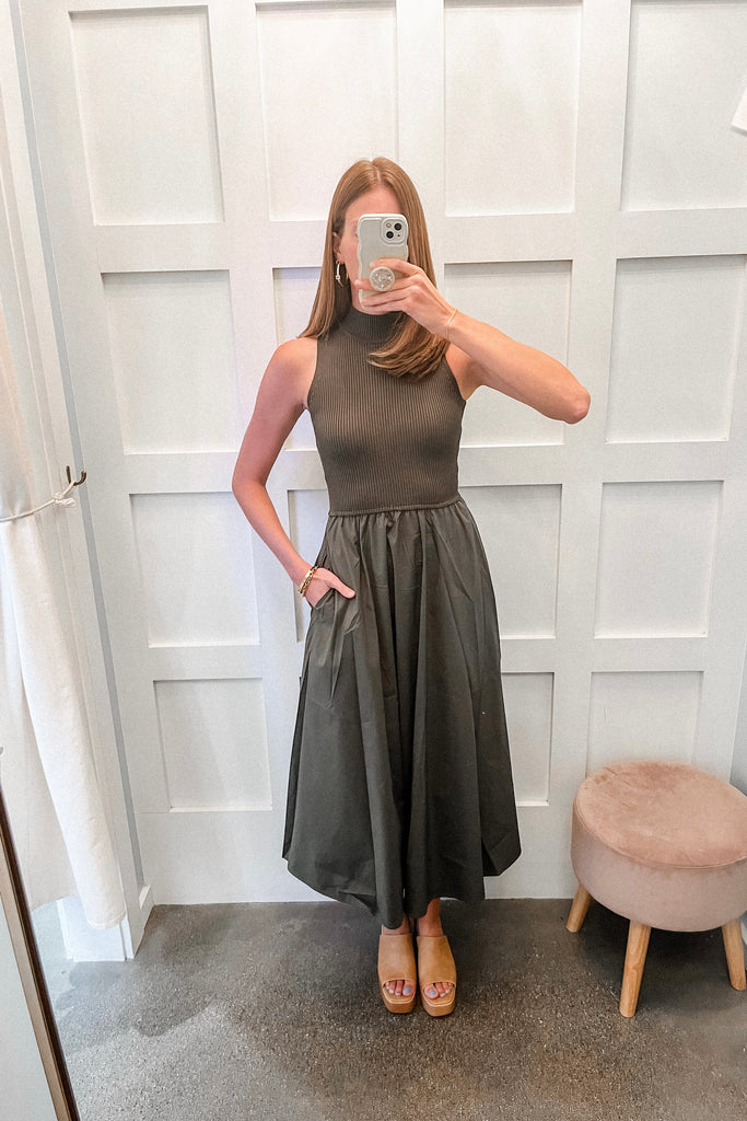 Midnight Midi Dress - Pine - BluePeppermint Boutique