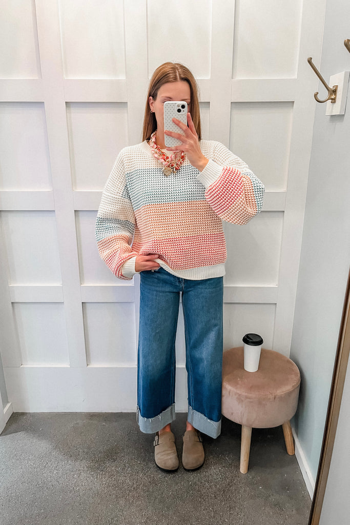 colorblock chenille sweater
