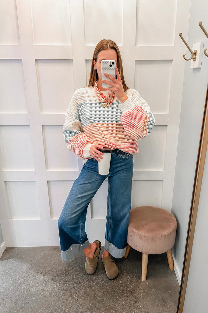 colorblock chenille sweater