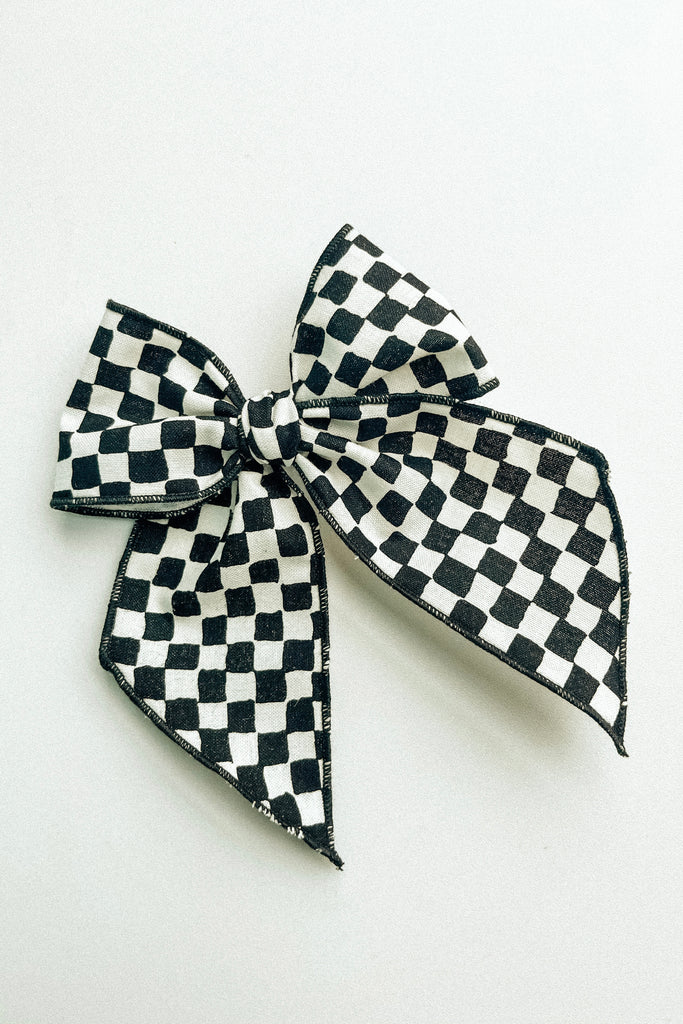I Love Racing Bow- Small - BluePeppermint Boutique