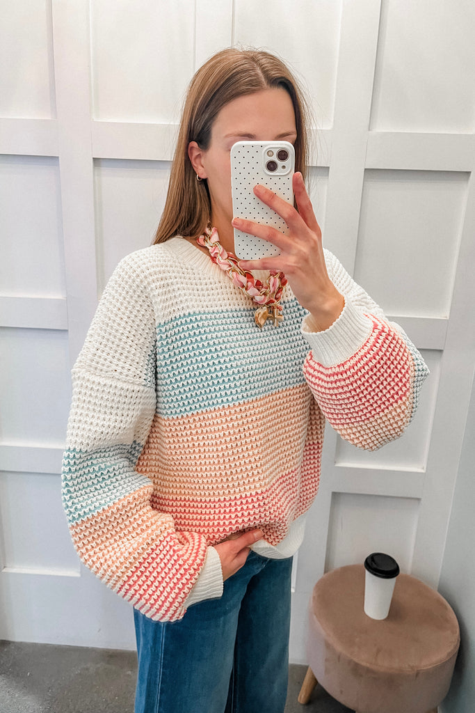colorblock chenille sweater
