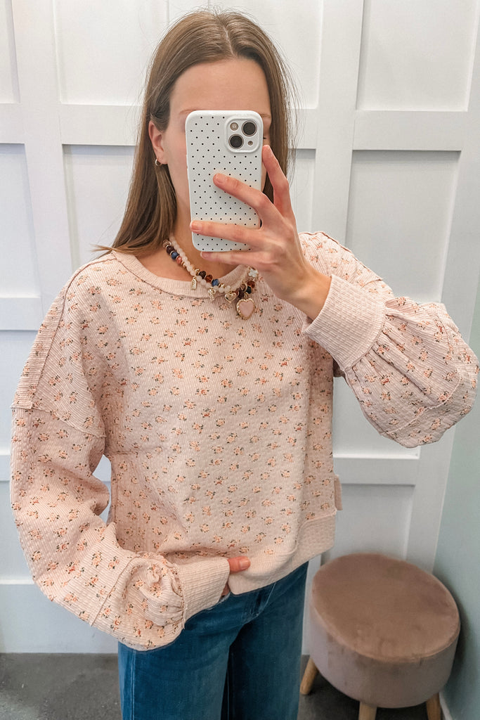 pink floral pullover