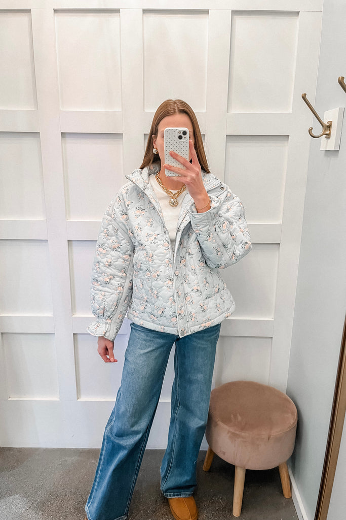 floral print puffer jacket