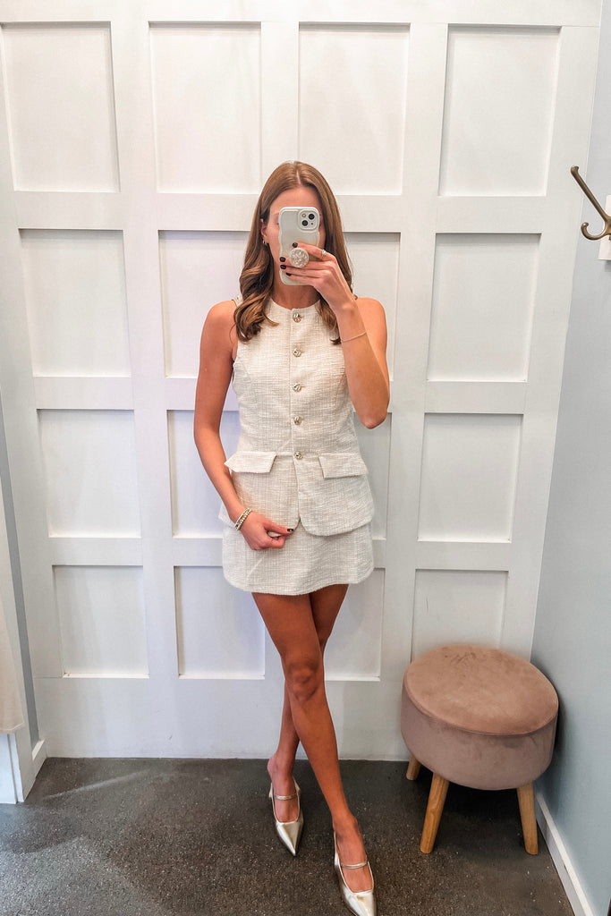 tweed vest and skirt set