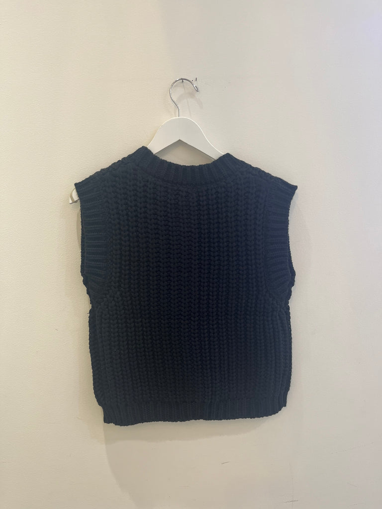 Kat Gold Button Sweater Vest - Black - BluePeppermint Boutique