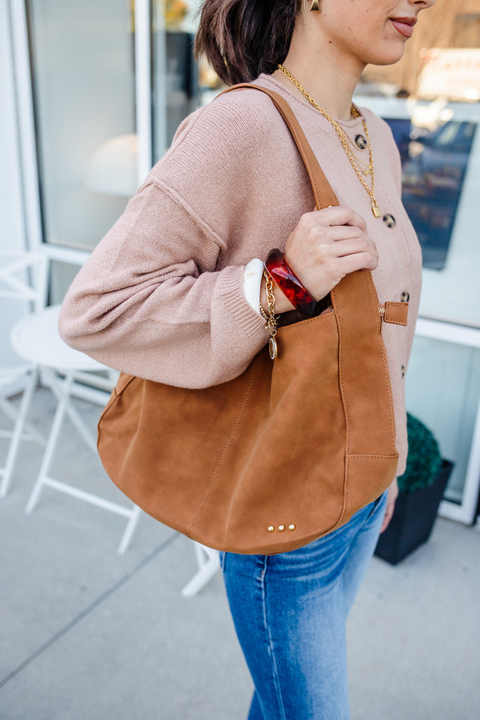 brown suede tote bag