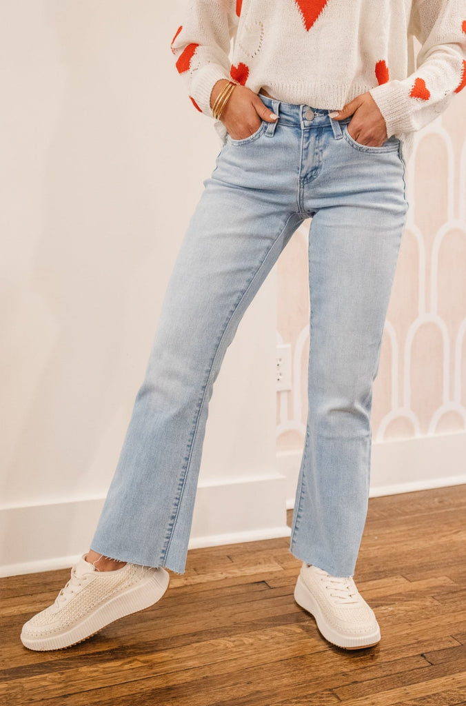 Mimi Mid Rise Ankle Bootcut Jeans - BluePeppermint Boutique