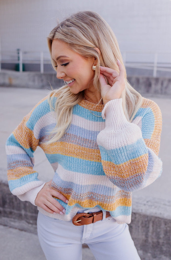 Molly Multi Mixed Stripe Sweater - BluePeppermint Boutique