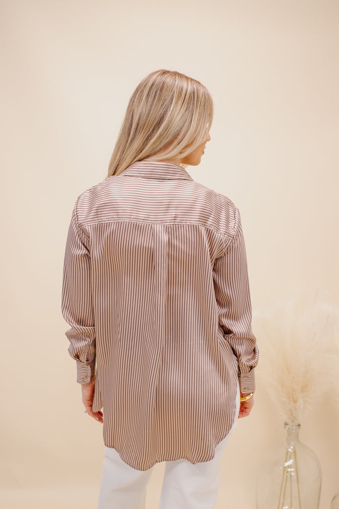 Penny Pinstripe Button Up Top - BluePeppermint Boutique