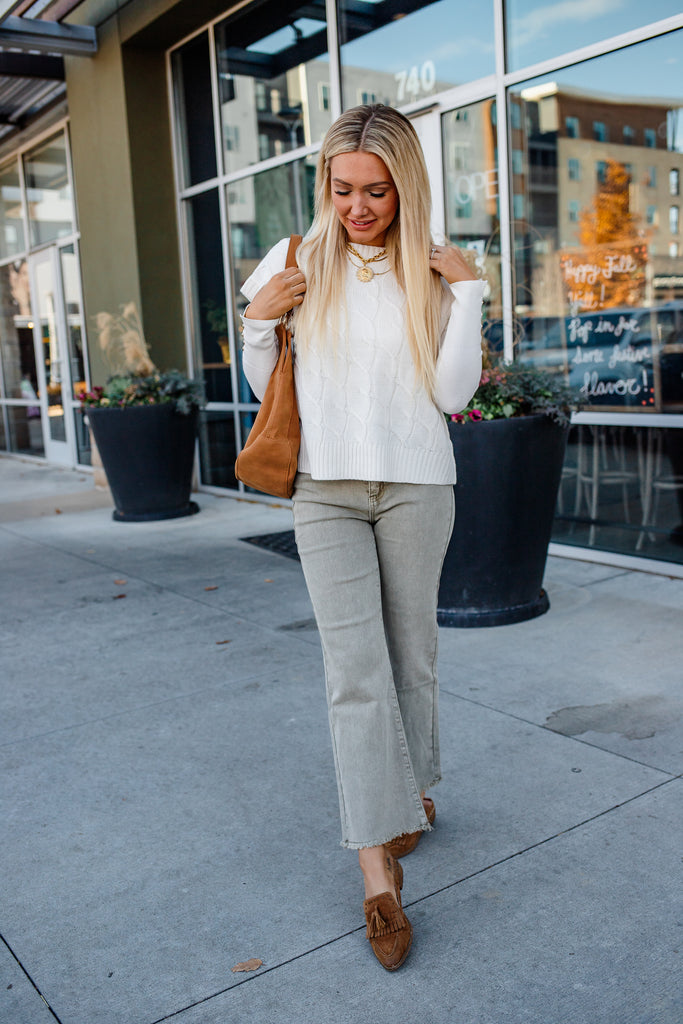 cream knit cable vest