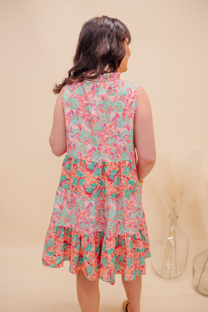 Cathy Contrast Tiered Floral Print Dress - BluePeppermint Boutique